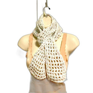 Sprinkled Donut Fashion SCARF Windowpane Crocheted 58 x 4.5 inches